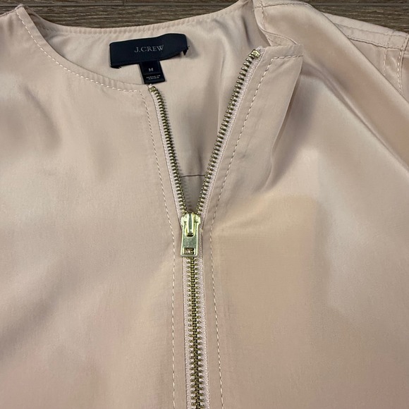 J. Crew Women's Lightweight Utility Bomber Jacket Zip Front Thin Silky M Neutral - Picture 5 of 12